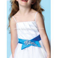 Ball Gown Spaghetti Straps Tea-length Satin Tulle Flower Girl Dress